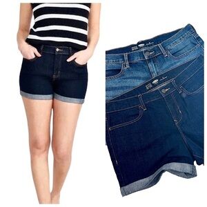 2 PAIRS - OLD NAVY SEMI FITTED STRETCH Denim Jean Shorts Size 8 Regular Womens